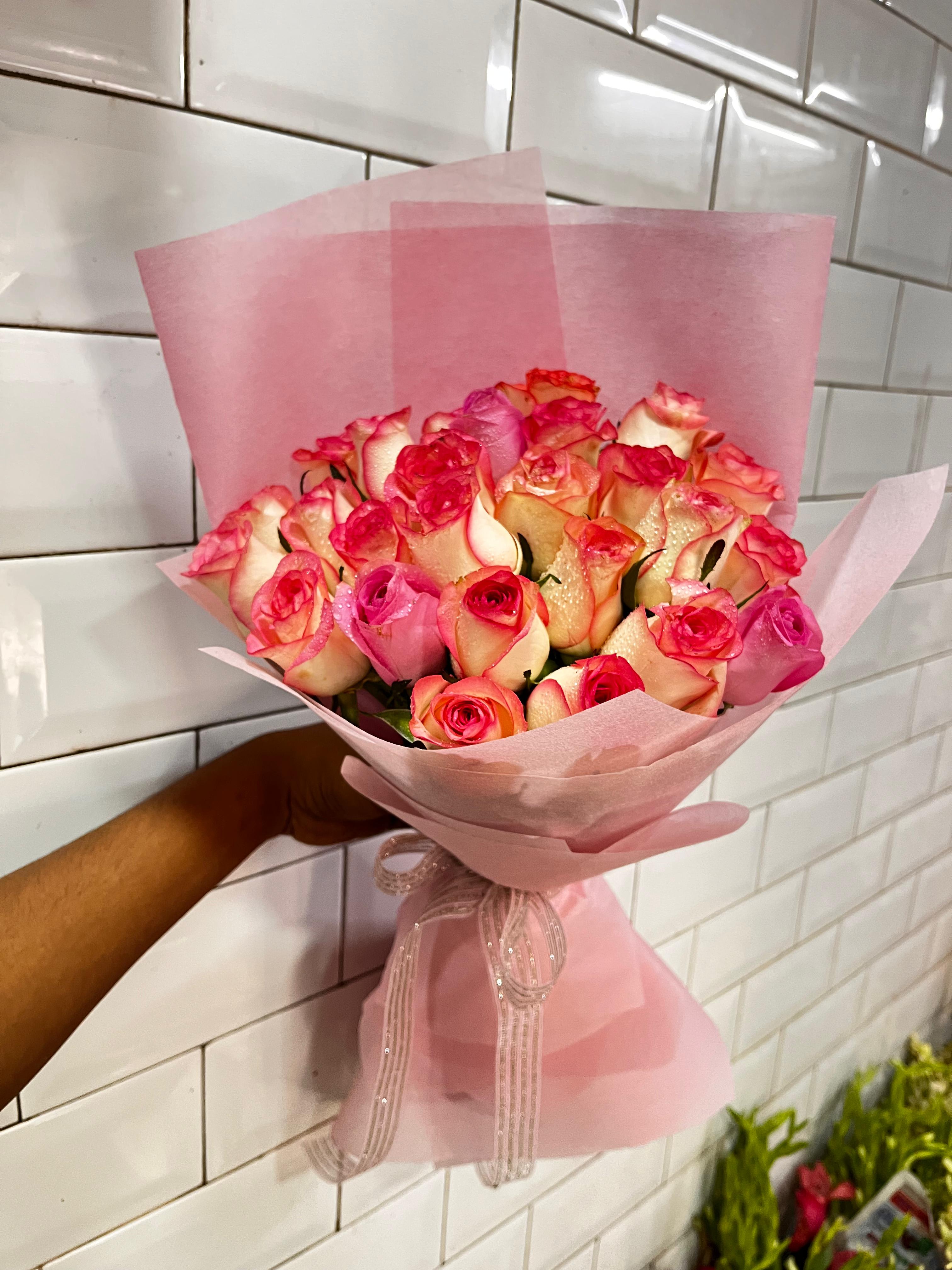 Blush & Coral Rose Bouquet