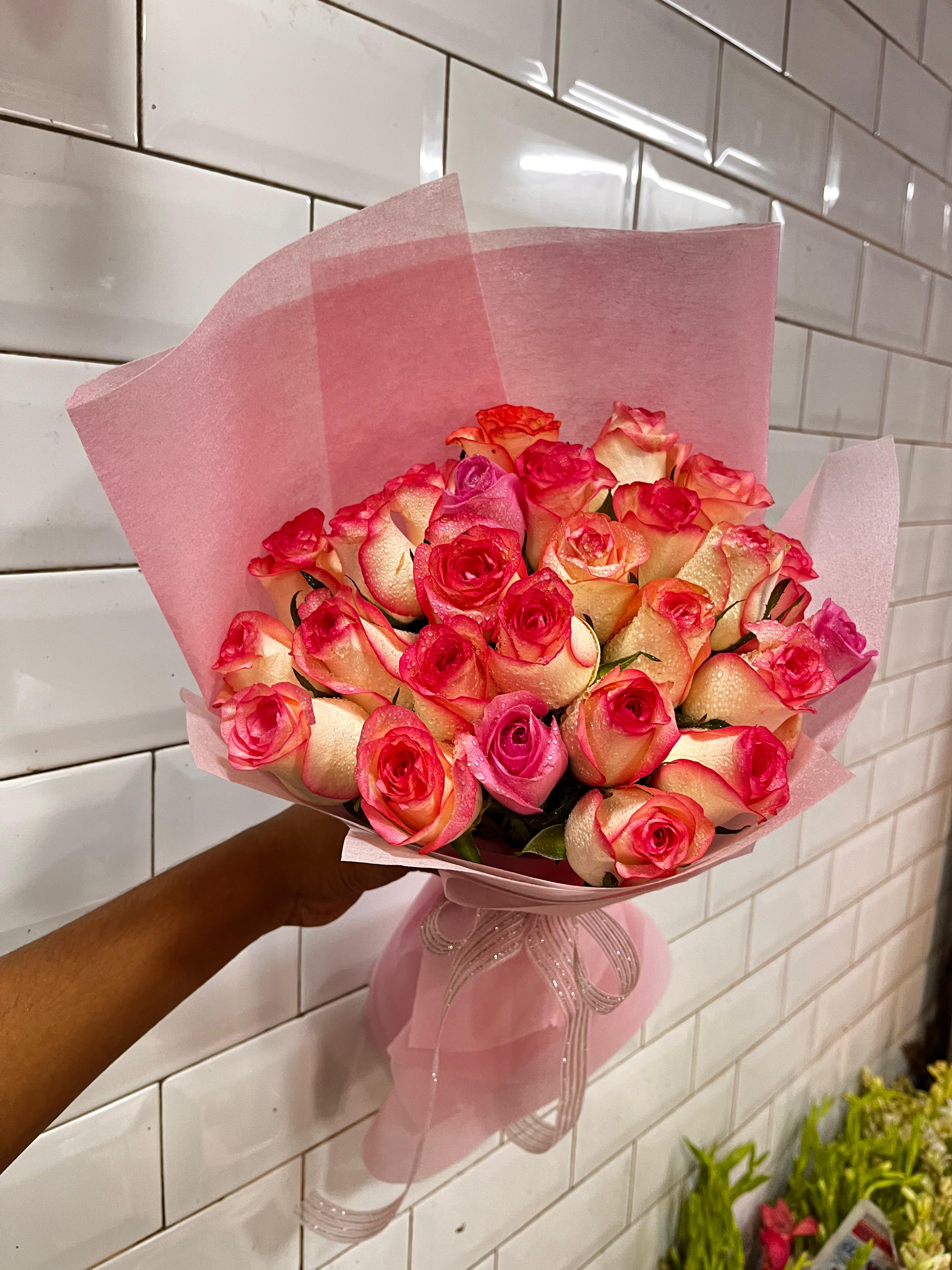 Blush & Coral Rose Bouquet